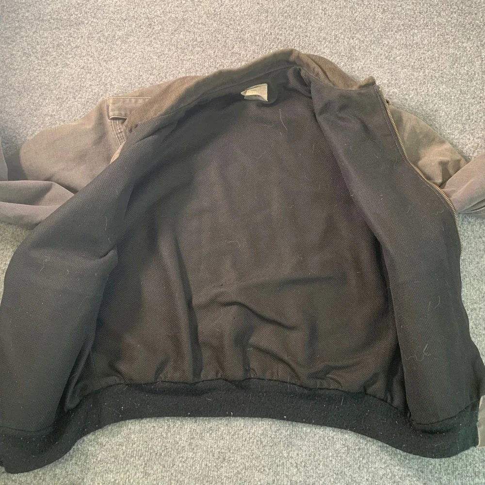 Carhartt Vintage Duck Canvas Bomber Jacket Gray Corduroy Collar  XL
